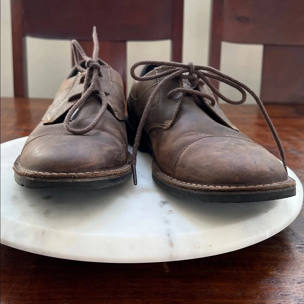 Rockport Urban Edge Captoe Oxford Brown Distressed Leather Shoes Men's Size 10